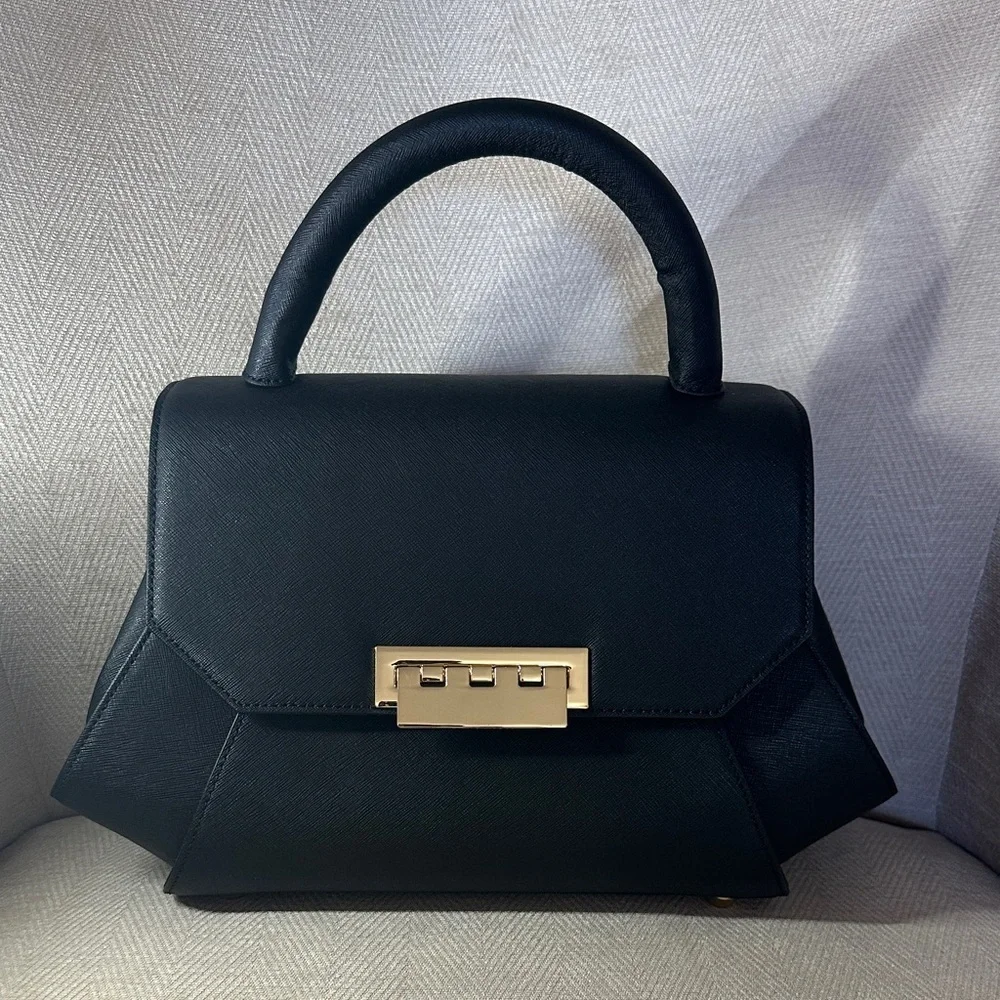 ZAC Zac Posen Elegant Black Satchel with Gold Hardware